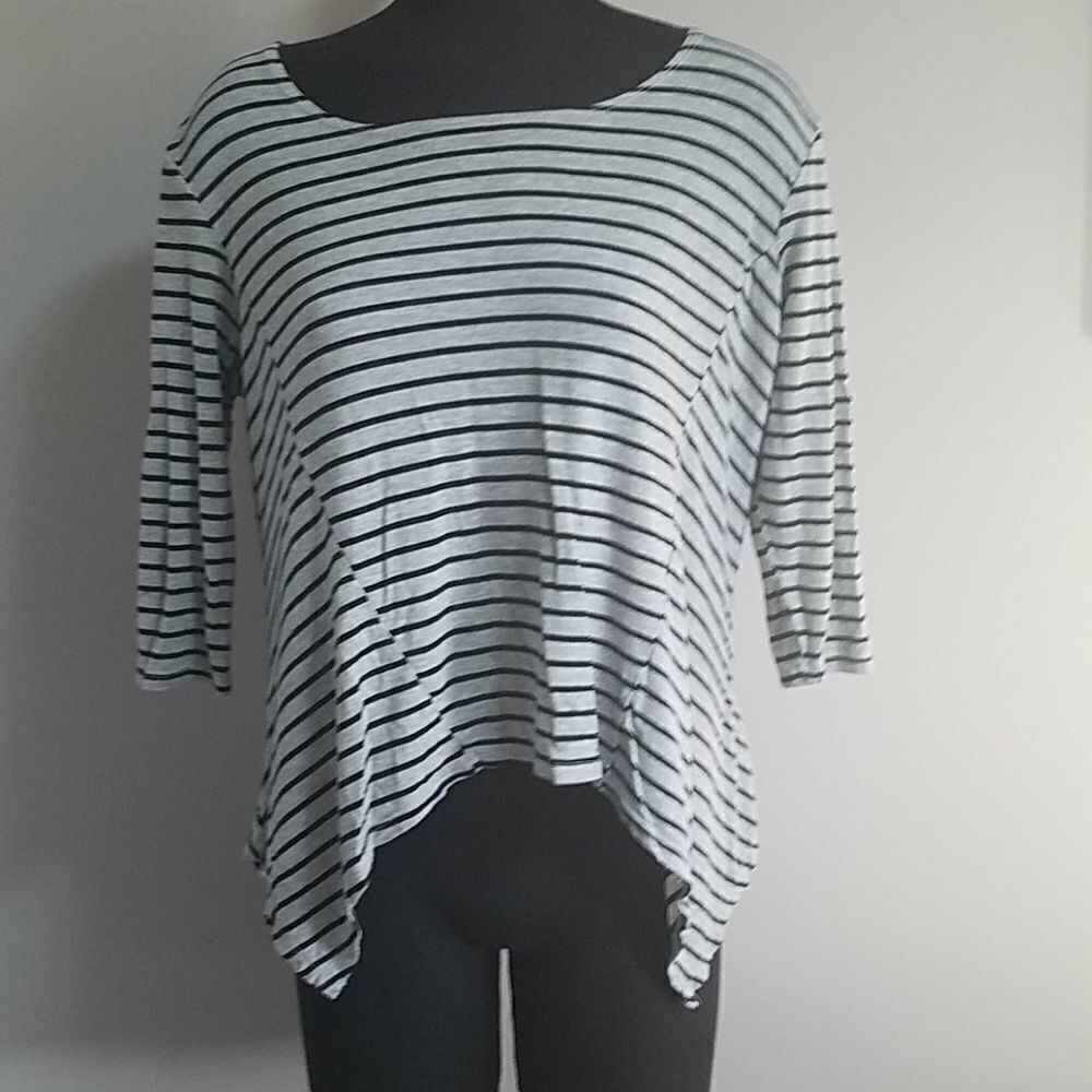 Charming Charlie Gray & Black Striped Top (M)